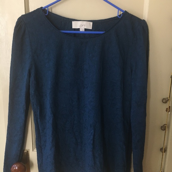 Loft Blue Lacy Sweater size Large - Picture 2 of 4