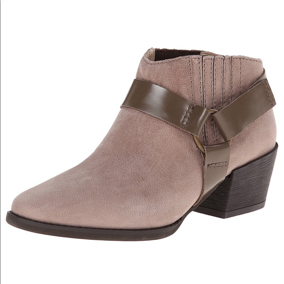 Taupe Distressed Leather Harness Ankle Boots - Picture 7 of 7