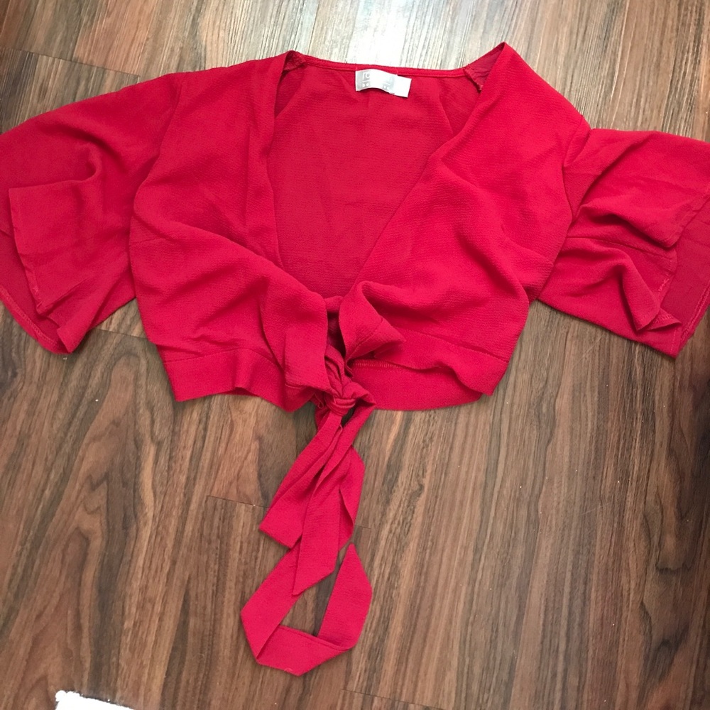 Lf rumor boutique front tie red top