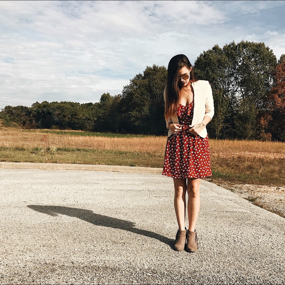 Burnt Orange Floral Dress