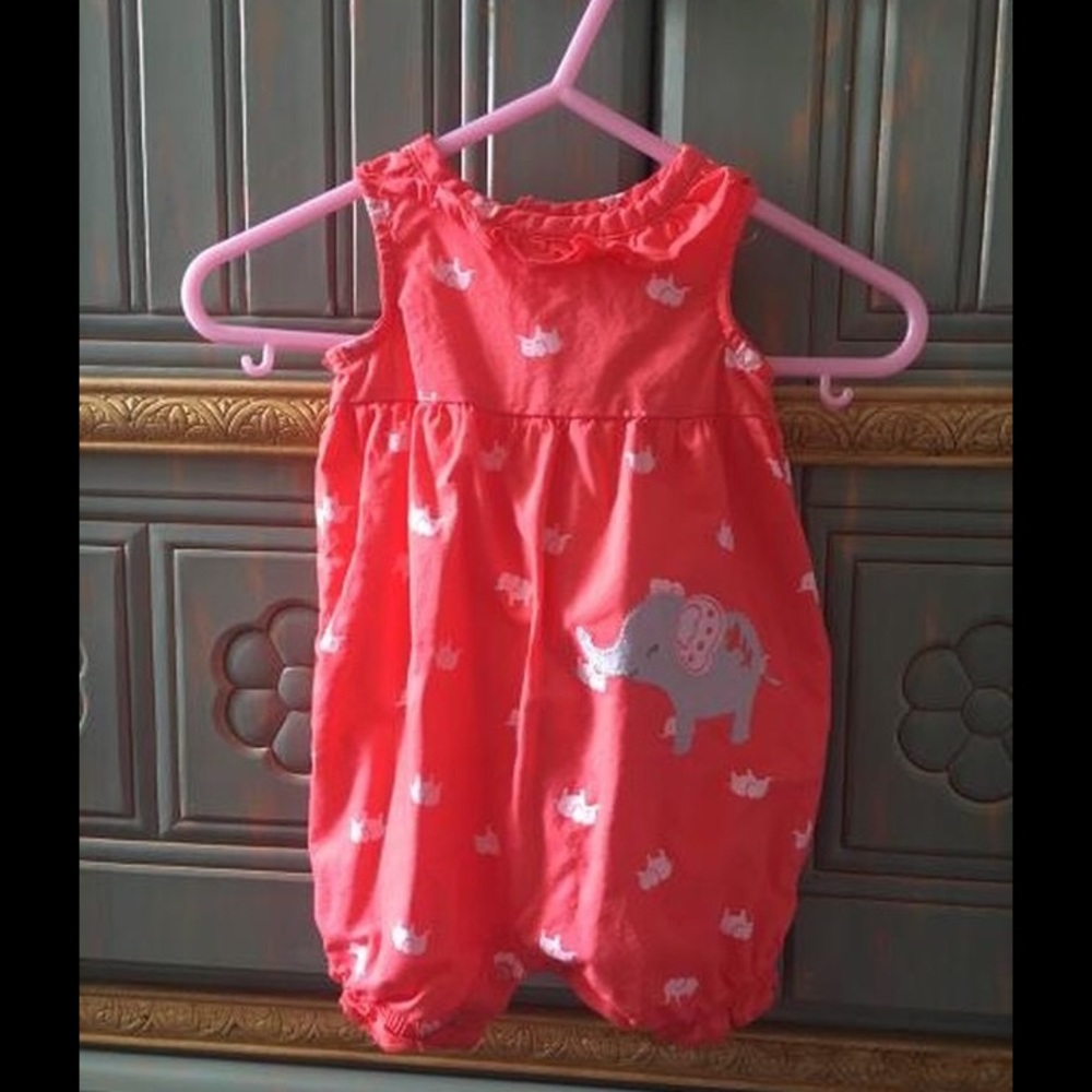 NWOT Carter's Elephant Coral Romper!
