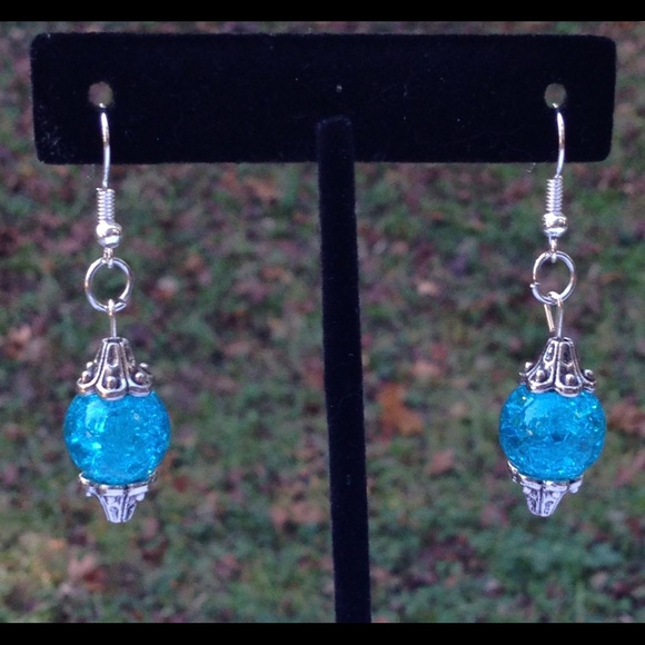 PeaceFrog Jewelry - Sparkly Blue Glass Earrings
