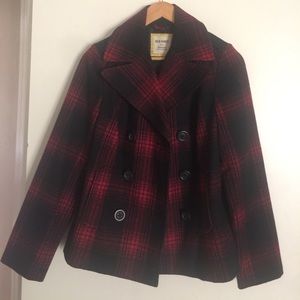 Old Navy Plaid Wool Pea Coat
