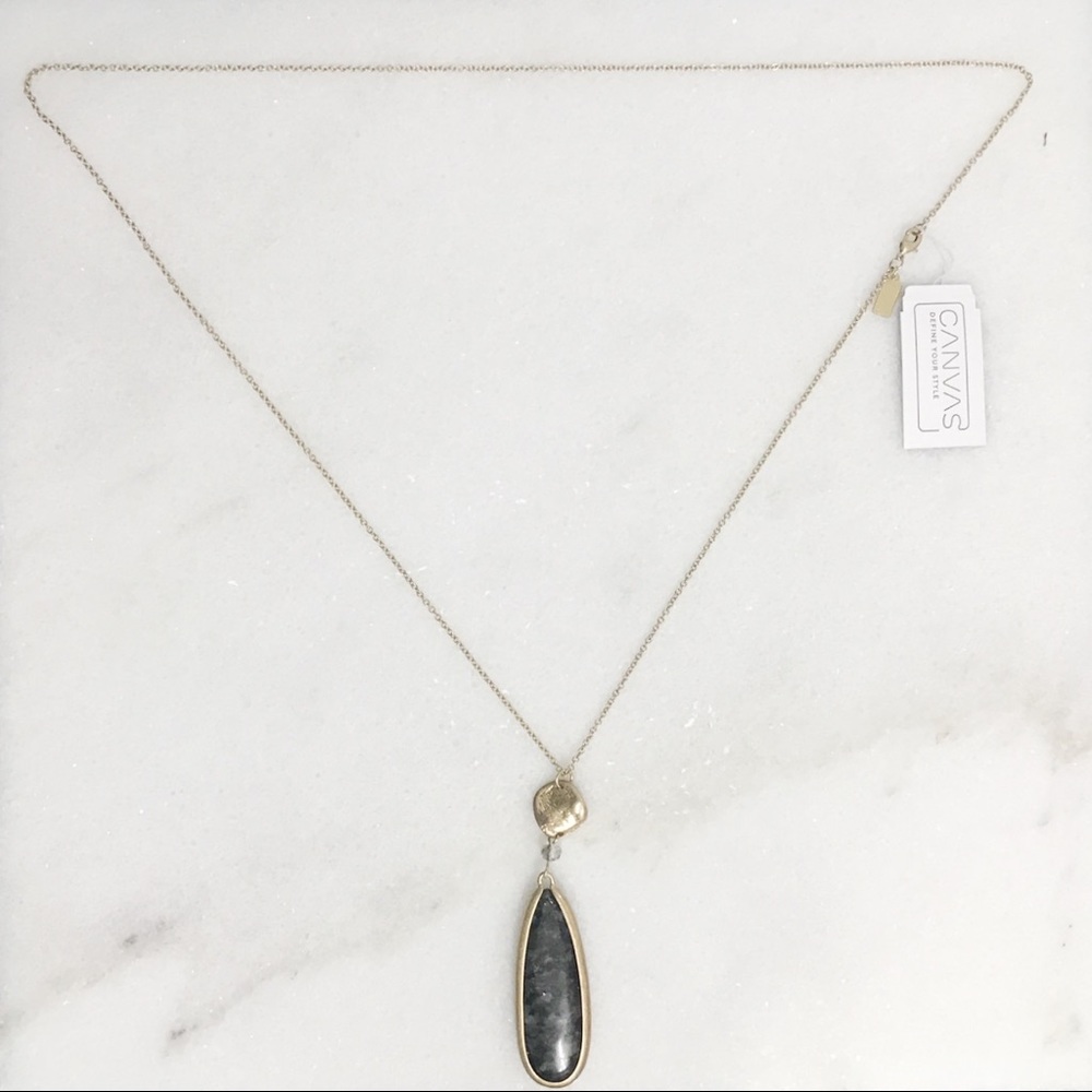 Long Pendant Necklace in Rose Quartz or Jasper - Picture 2 of 5