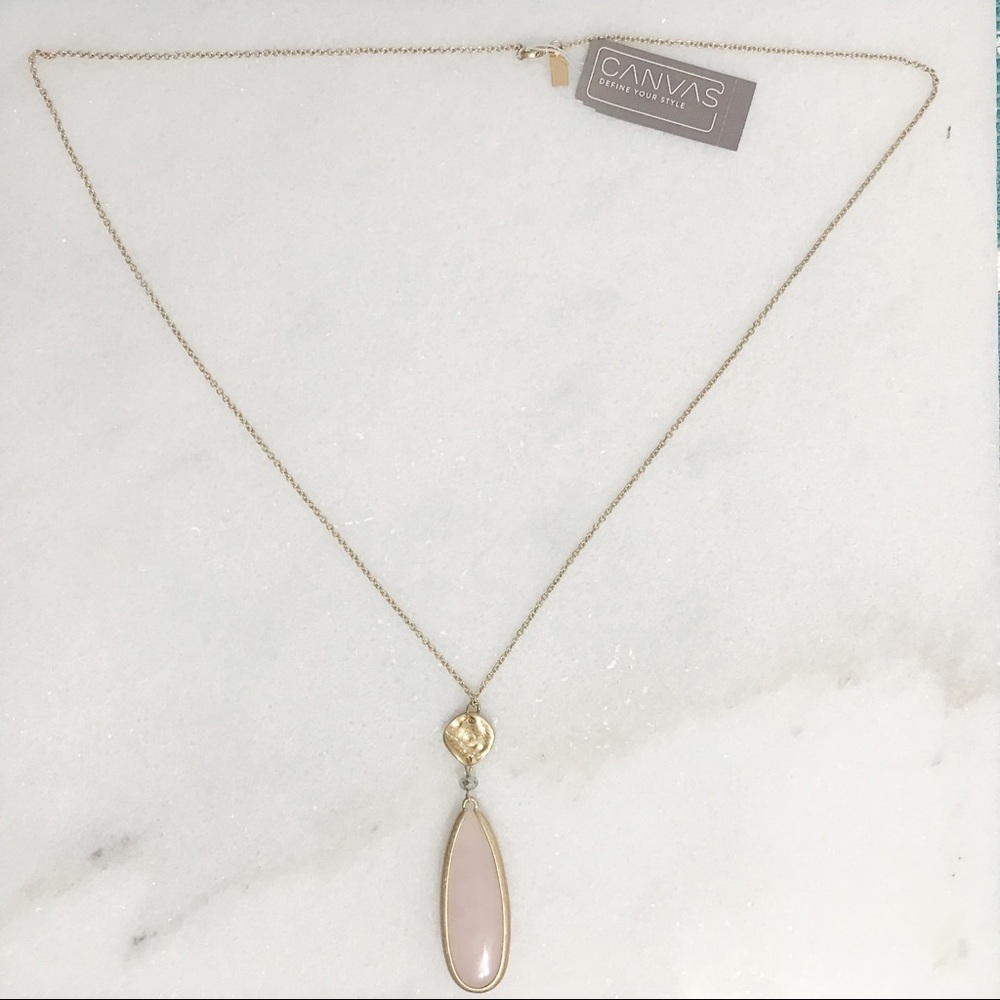 Long Pendant Necklace in Rose Quartz or Jasper - Picture 4 of 5