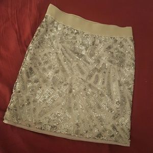 Mesh/sequin mini skirt
