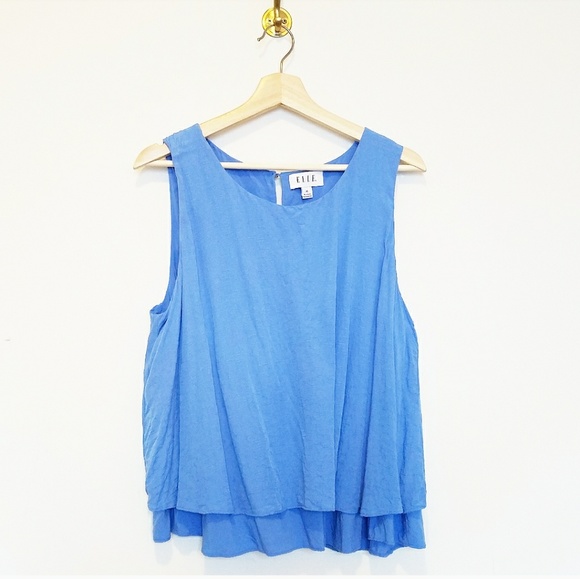 Elle Blue Flowy Layered Sleeveless Top - Picture 1 of 5