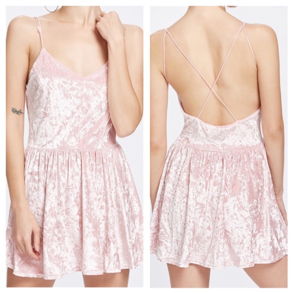 Dresses & Skirts - Light Pink Velvet Cocktail Dress