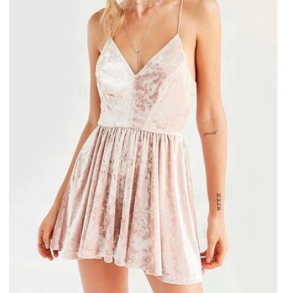 Light Pink Velvet Cocktail Dress - Picture 2 of 8