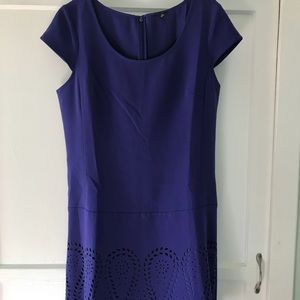 Ann Taylor Purple Dress w Cut Outs & Scallop Hem