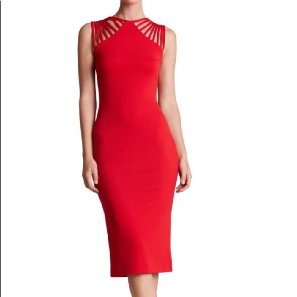 Banded Midi Stretch Crepe Dress