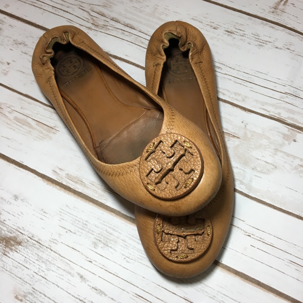 Tory Burch Brown Leather Reva Flat