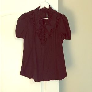 Elie Tahari black ruffle blouse