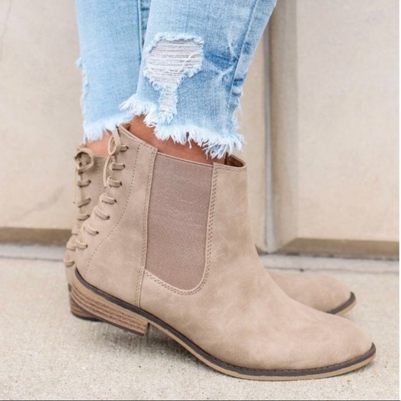Short Brown Booties with Lace Up Detail - Picture 8 of 8
