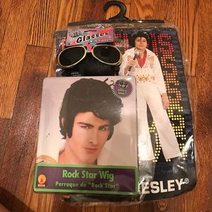 Elvis costume with wig and glasses