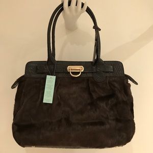 NEW Aqua Madonna Haircalf bag with leather trim.