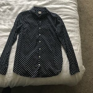 J.Crew Perfect Shirt in navy polka dot