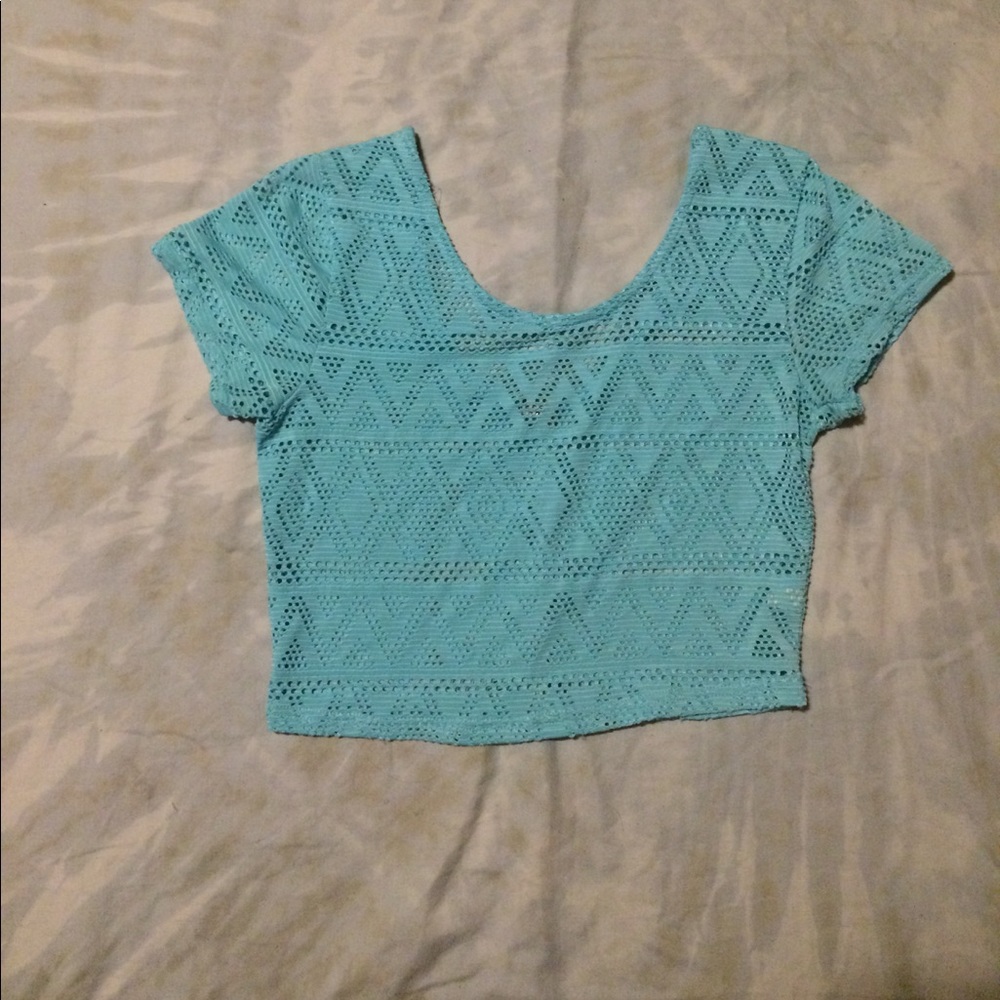 Low-Back Geometric Mesh Crop Top