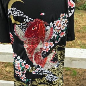 Embroidered Moonlit Koi Fish Shirt