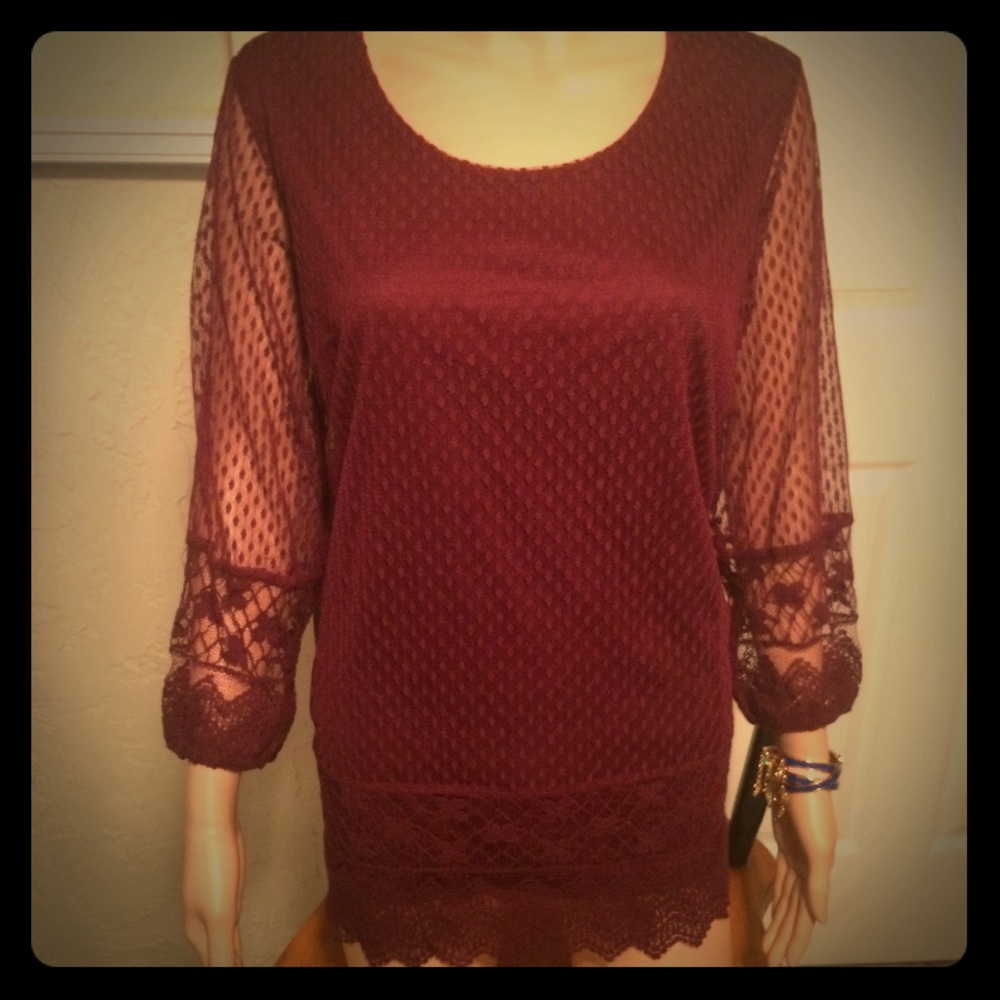 Fall Ready Merlot Colored Top-Size L