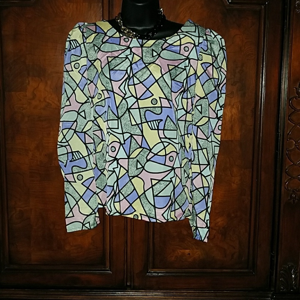 Geometric Colorblock Blouse - Picture 1 of 1
