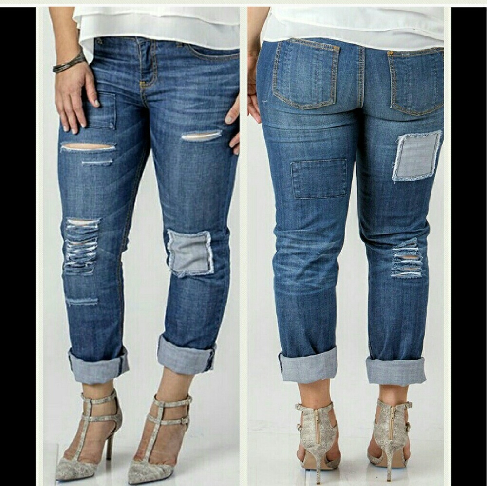 X-Boyfriend Destroyed Patched Low-rise Jeans!