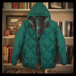 Teal reversible North Face down jacket