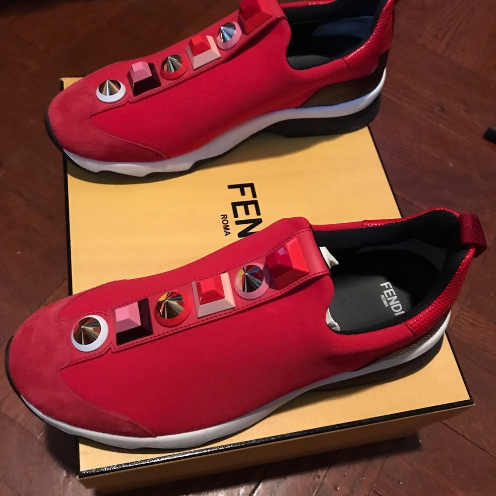 Fendi fabric and studs sneakers