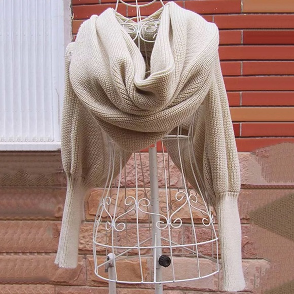LAST! SYDNEY KNIT SHRUG/SCARF/WRAP—CREAM - Picture 7 of 8
