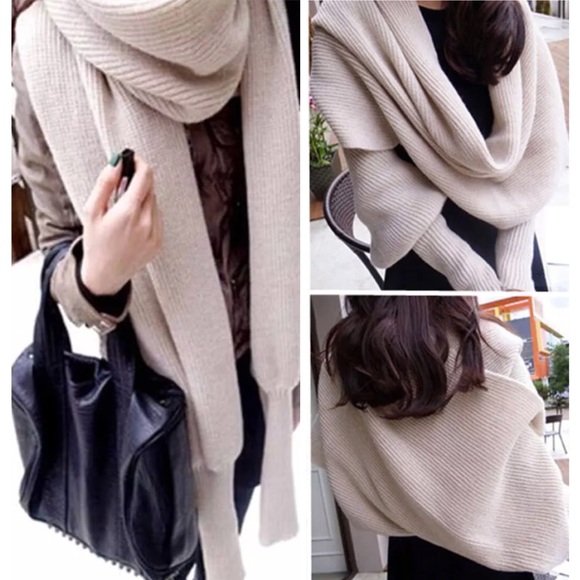 LAST! SYDNEY KNIT SHRUG/SCARF/WRAP—CREAM - Picture 8 of 8