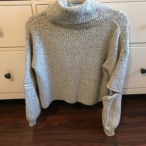 Lf grey turtleneck sweater with zip sleeves