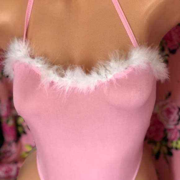 Pink barbie playboy sexy lingerie bunny costume play Pinup fur miss fluff ears - Picture 2 of 8