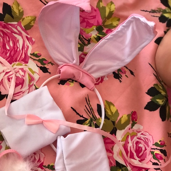 Pink barbie playboy sexy lingerie bunny costume play Pinup fur miss fluff ears - Picture 3 of 8