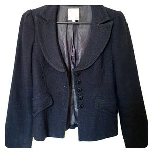 Nanette Lapore Dark Blue Wool-Blend Blazer Jacket
