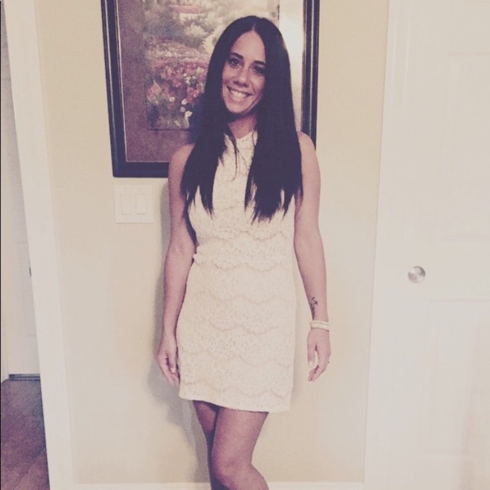 Ivory lace mini dress