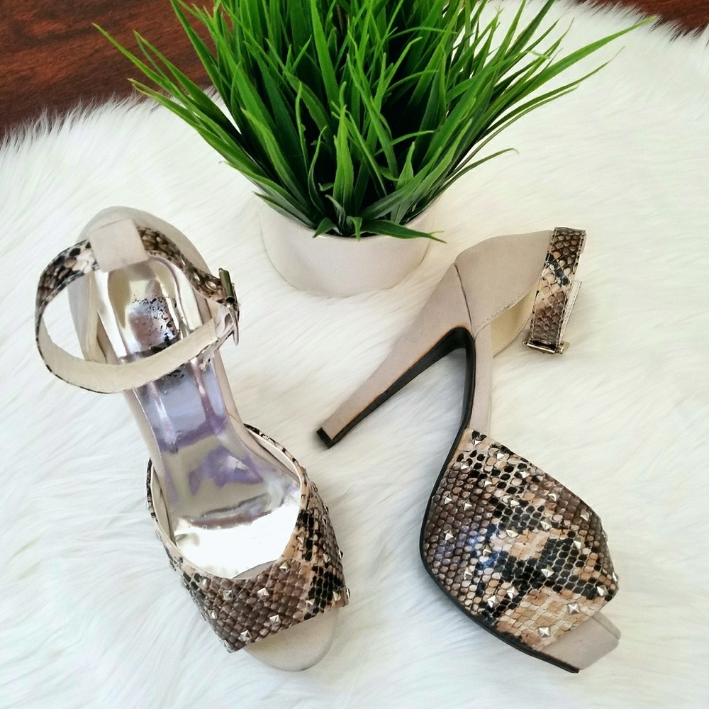 Studded Snakeskin Heels