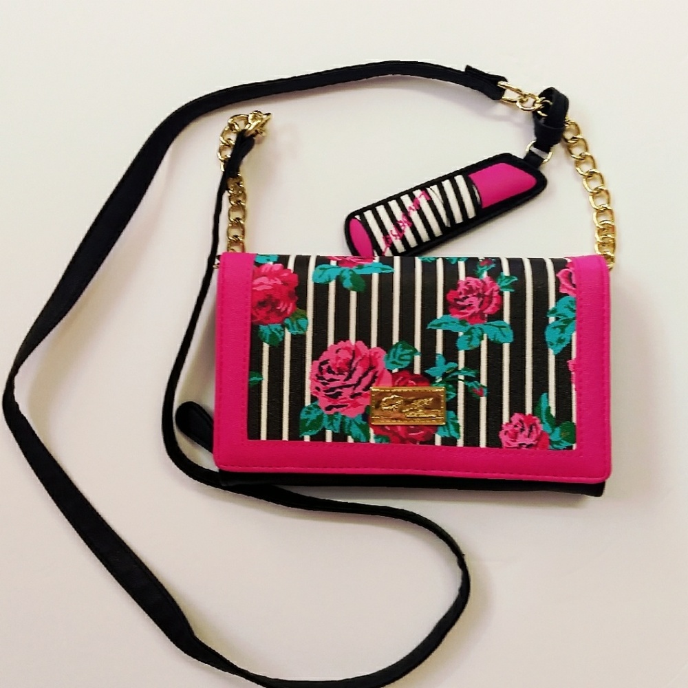 Betsey Johnson floral & striped cross body