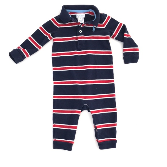Ralph Lauren Striped Cotton Rugby Coverall - Picture 1 of 8