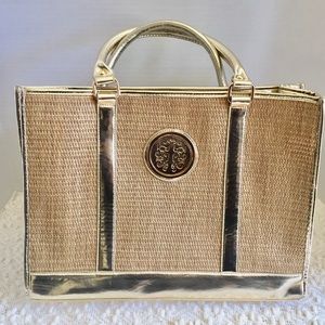 NWT Weaved Tote with gold accents