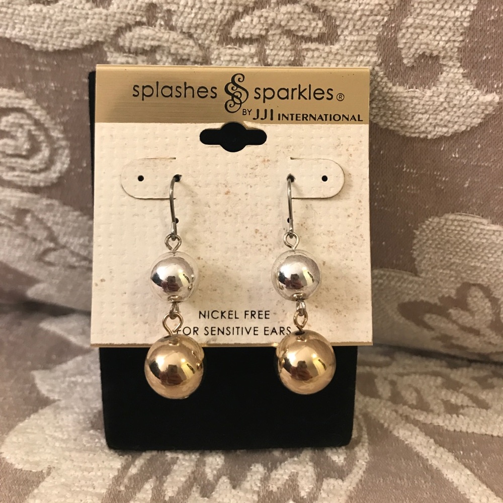 Gold and Silver Beaded Earrings