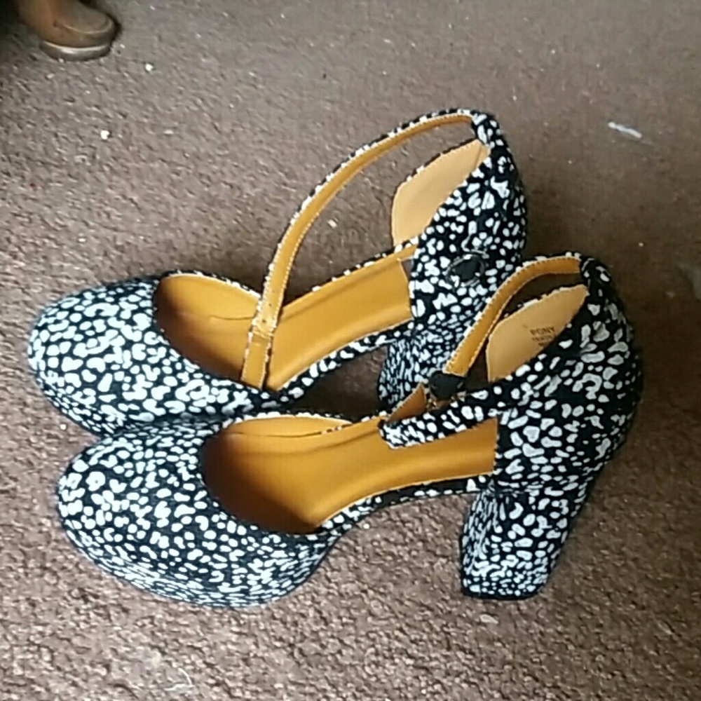 Black and White Animal Print Heels