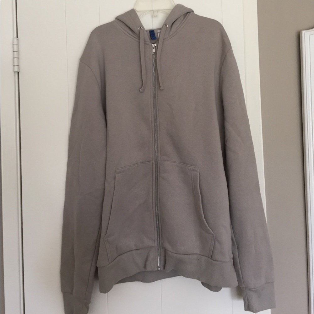 H & M Divided tan/grey/taupe front zip hoodie