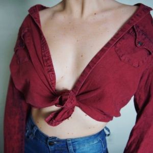 Dark red lightweight denim shirt/jacket