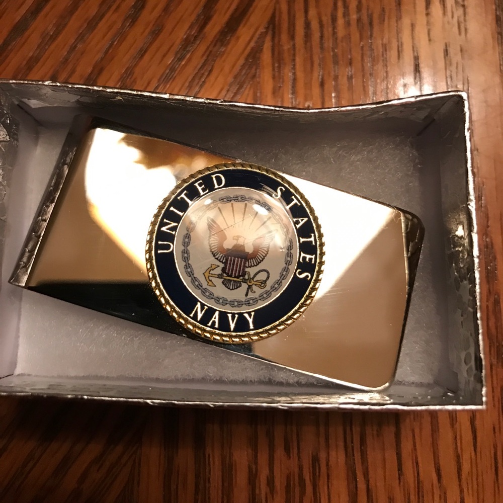 Polished Stainless Steel US Navy Money Clip B11-39
