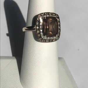 ***SOLD*** 14KT Gold Diamond and Smoky Quartz Ring