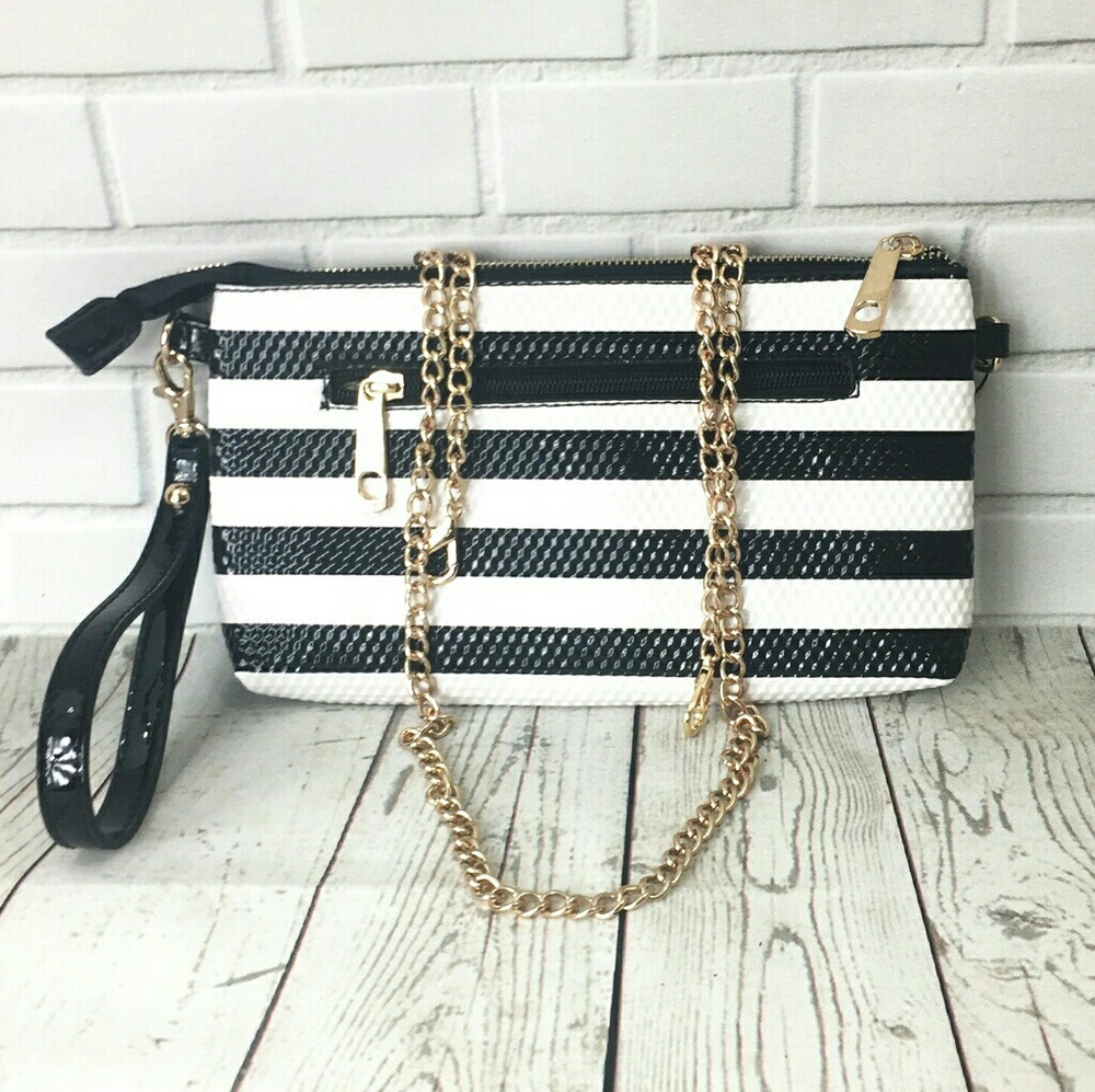 NWT Black &White stripe purse