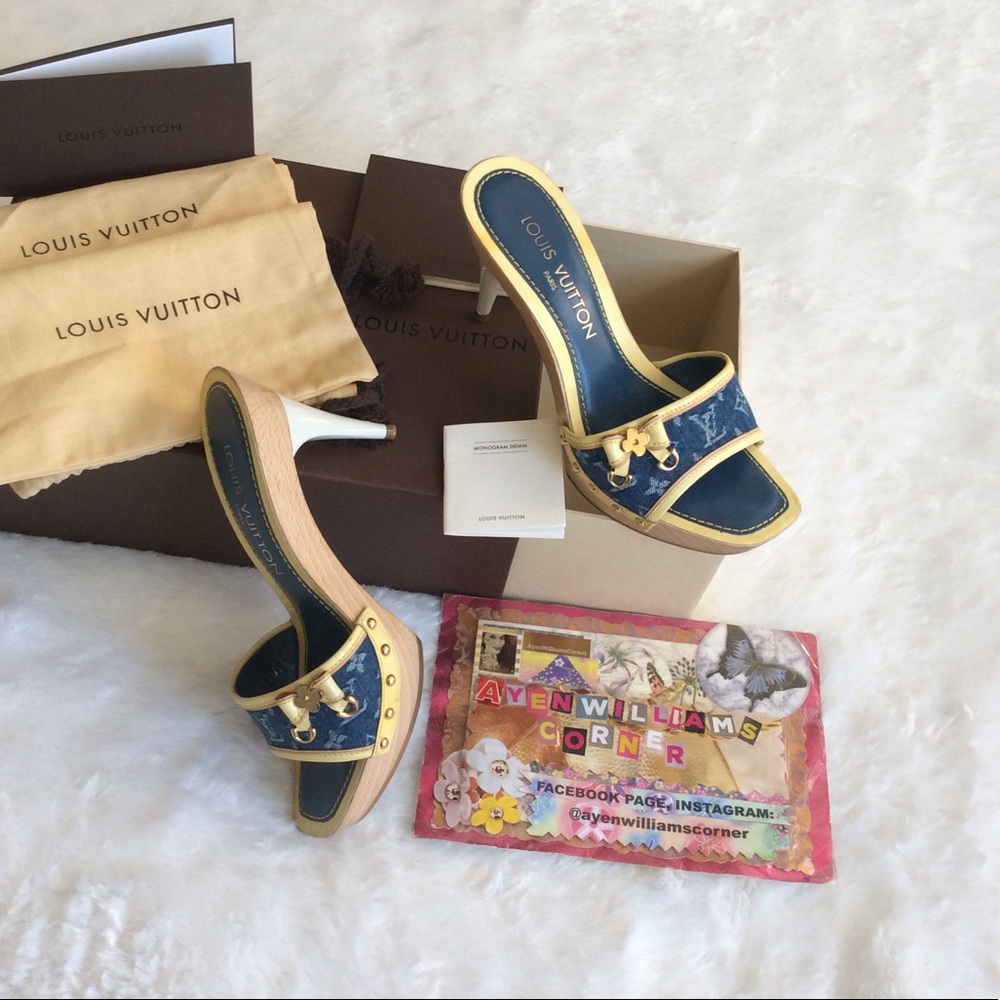 Authentic Louis Vuitton Denim mono Sandals