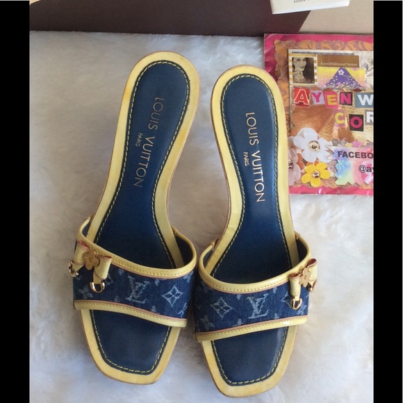 Authentic Louis Vuitton Denim mono Sandals - Picture 2 of 8