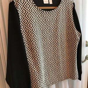 Chico Ponte Knit  with sheer sleeves Black & Cream