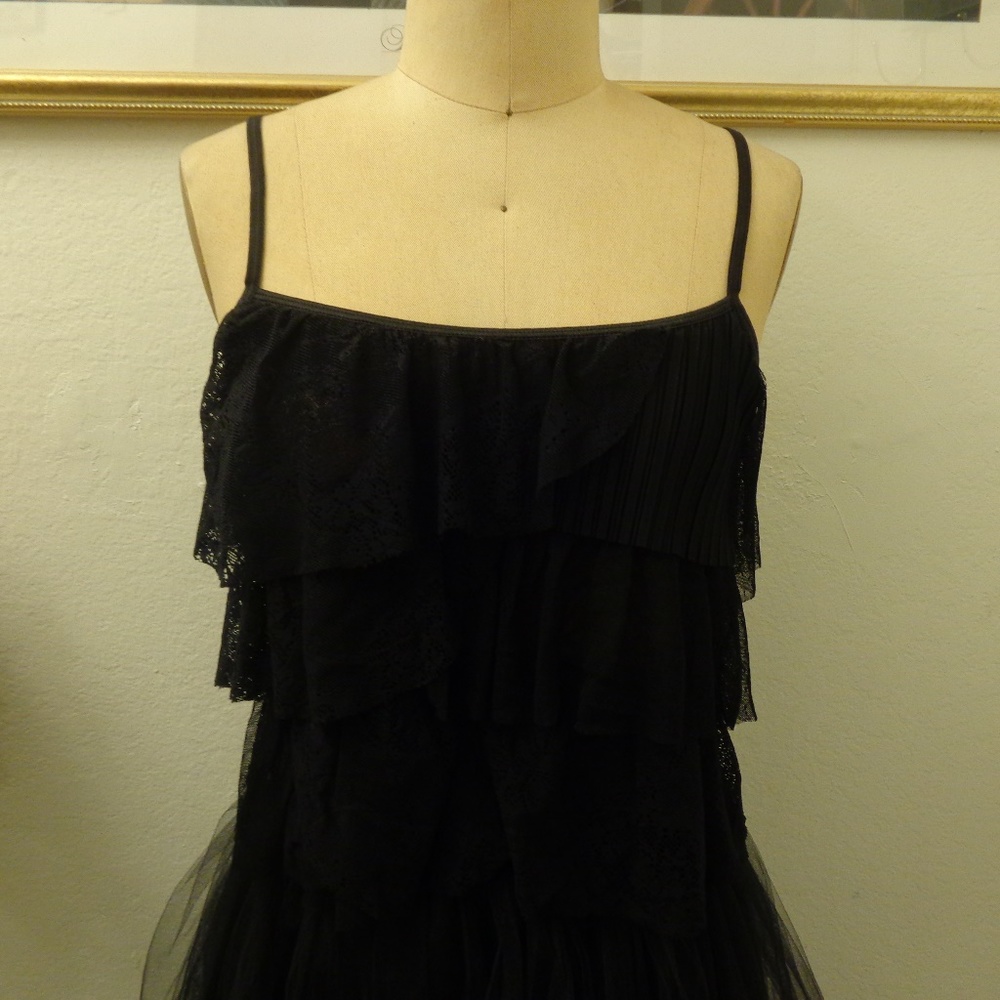 Rampage Ruffle Layer Black Tank Top